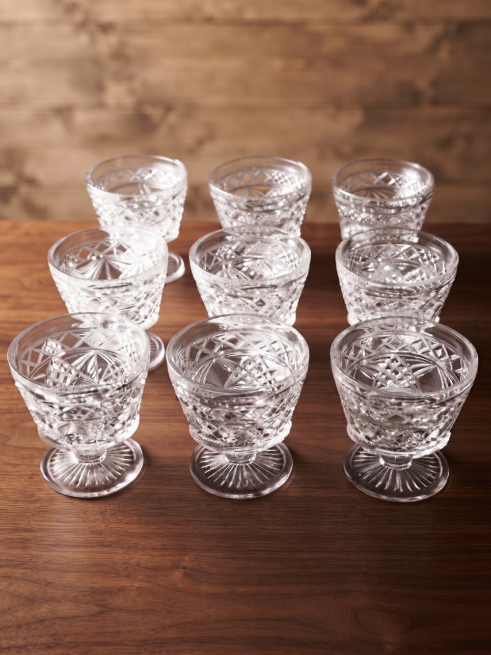 Set of 9 VTG Hazel Atlas Gothic Big Top Peanut Butter Sherbet Goblets 3.75”
